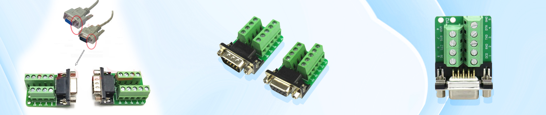 Adaptador DB9 D Sub 9 Pin Female Male RS232 Serial to Screw Terminal Blocks Breakout Board Without Cover