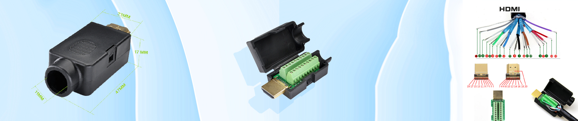 Adaptador HDMI Male Jack to Screw Terminal Block Breakout Board