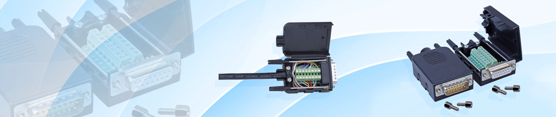 Adaptador con carcasa DB15 D Sub 15 Pin Dual Row Connectors to Terminal Blocks